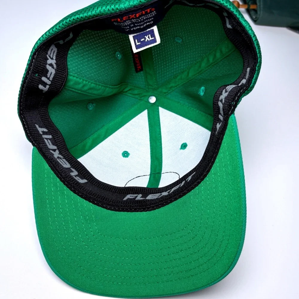 Golf Trucker Hat L-XL Cap Mesh Back Flexfit Green Kiss My Balls Good Luck Humor
